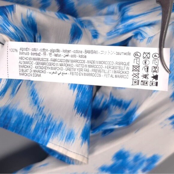 NWT ZARA Printed Poplin Button Up Shirt Blue White Women’s SMALL 3134/153/400 - Picture 10 of 12